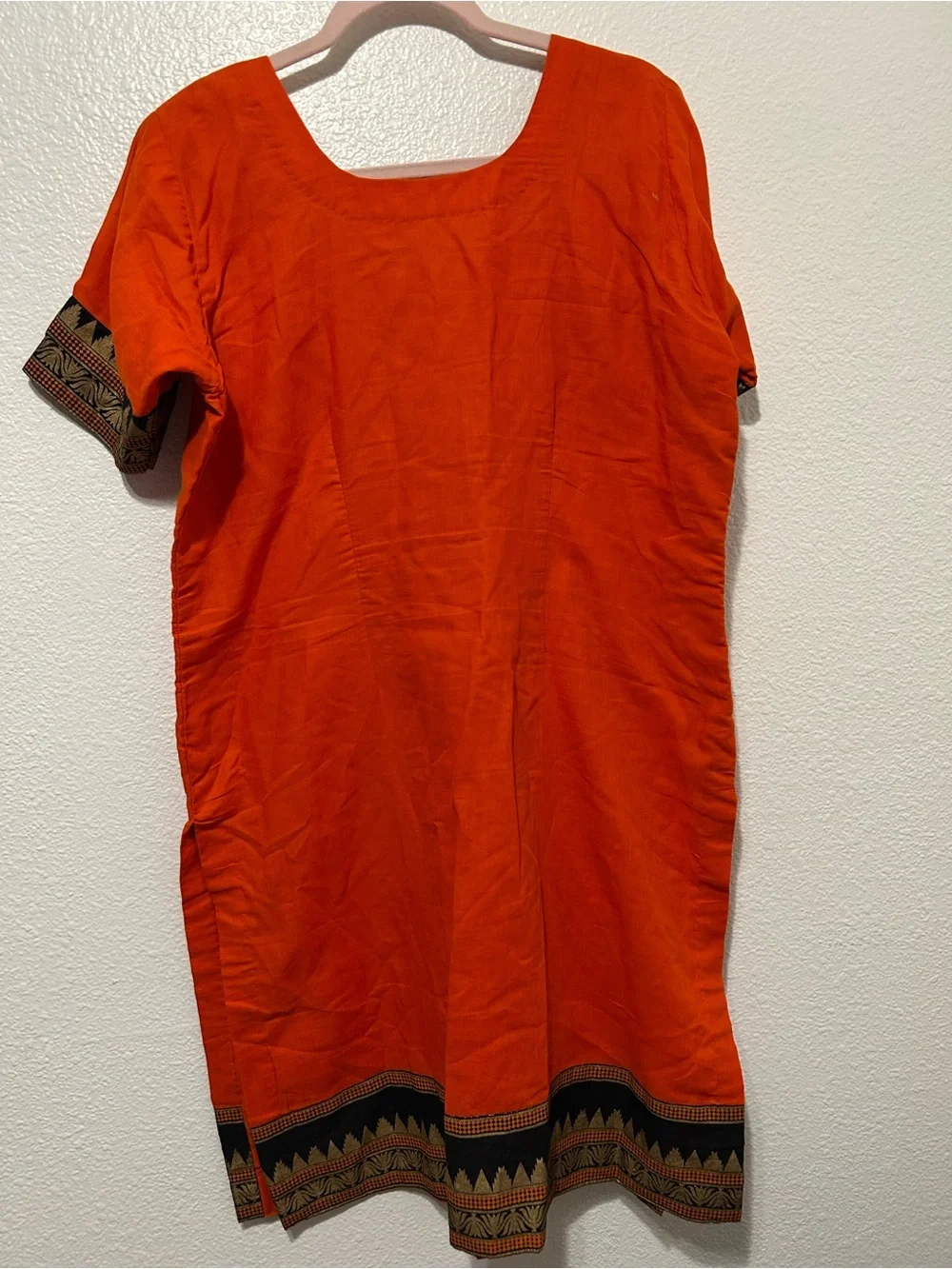 Orange Embroidered Short Sleeve Tunic - Unbranded